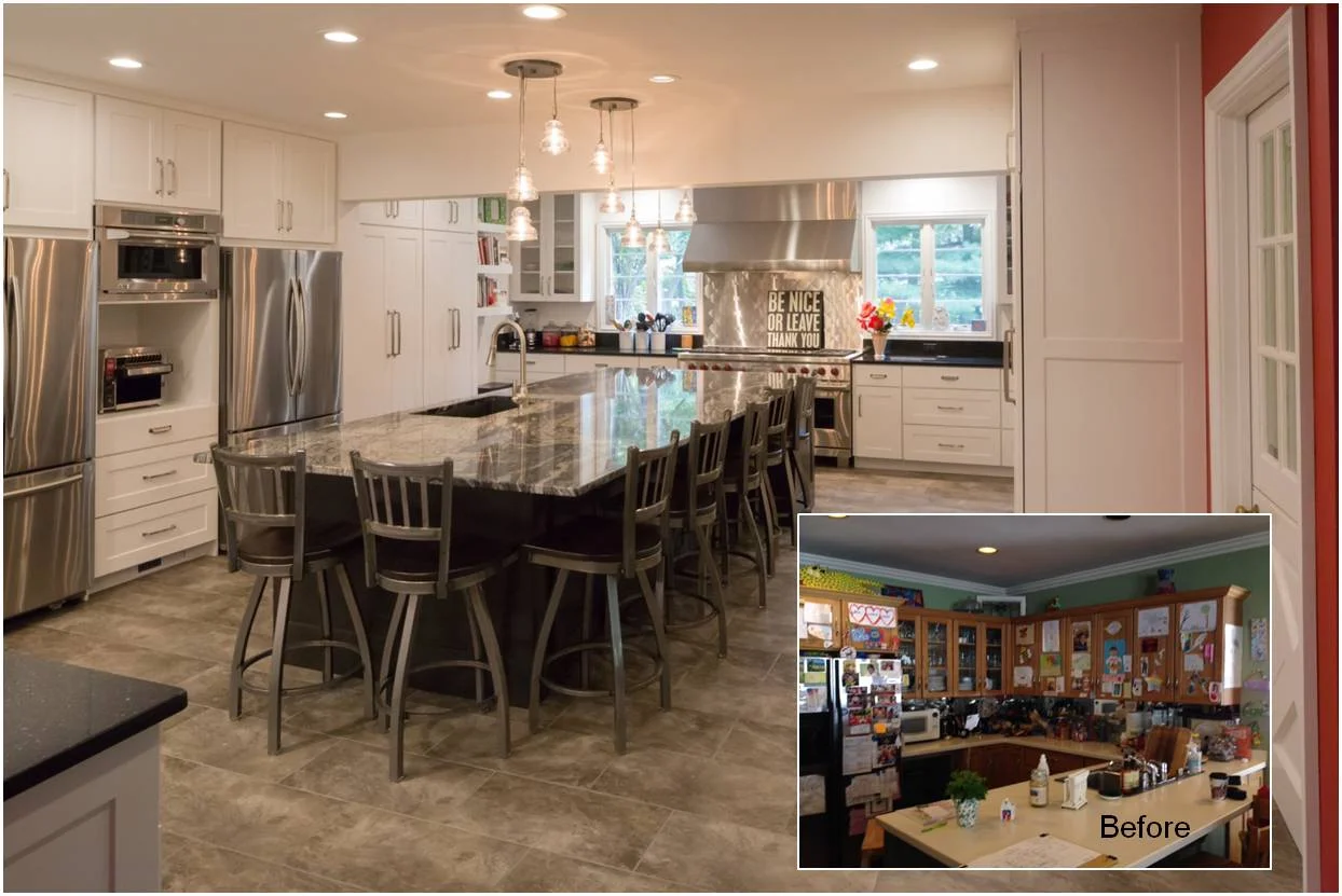 Kitchen Remodel #2, a white kitchen with island seating, in the published album composite.
